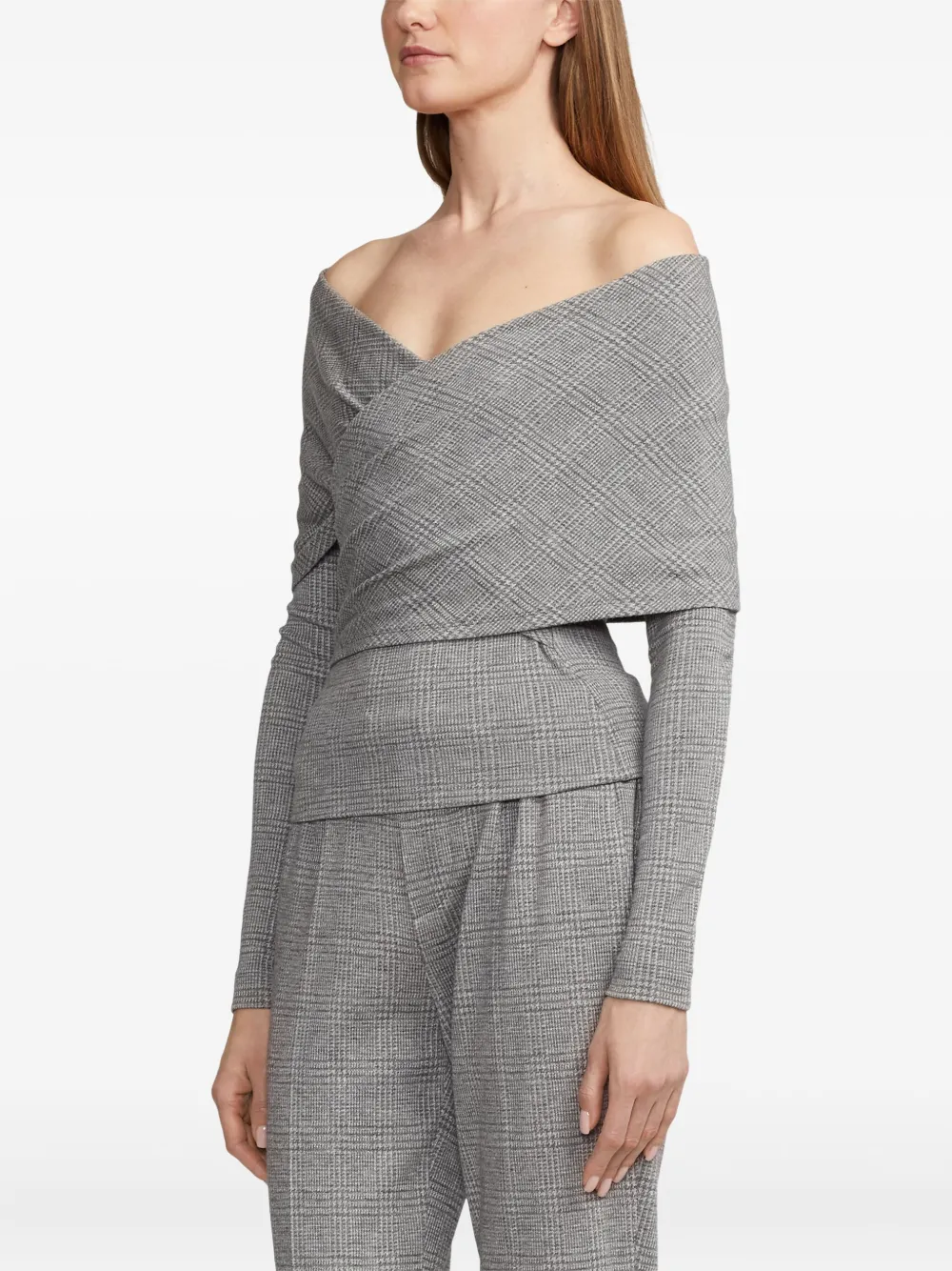 Ralph Lauren Collection Off-shoulder top met lange mouwen Grijs