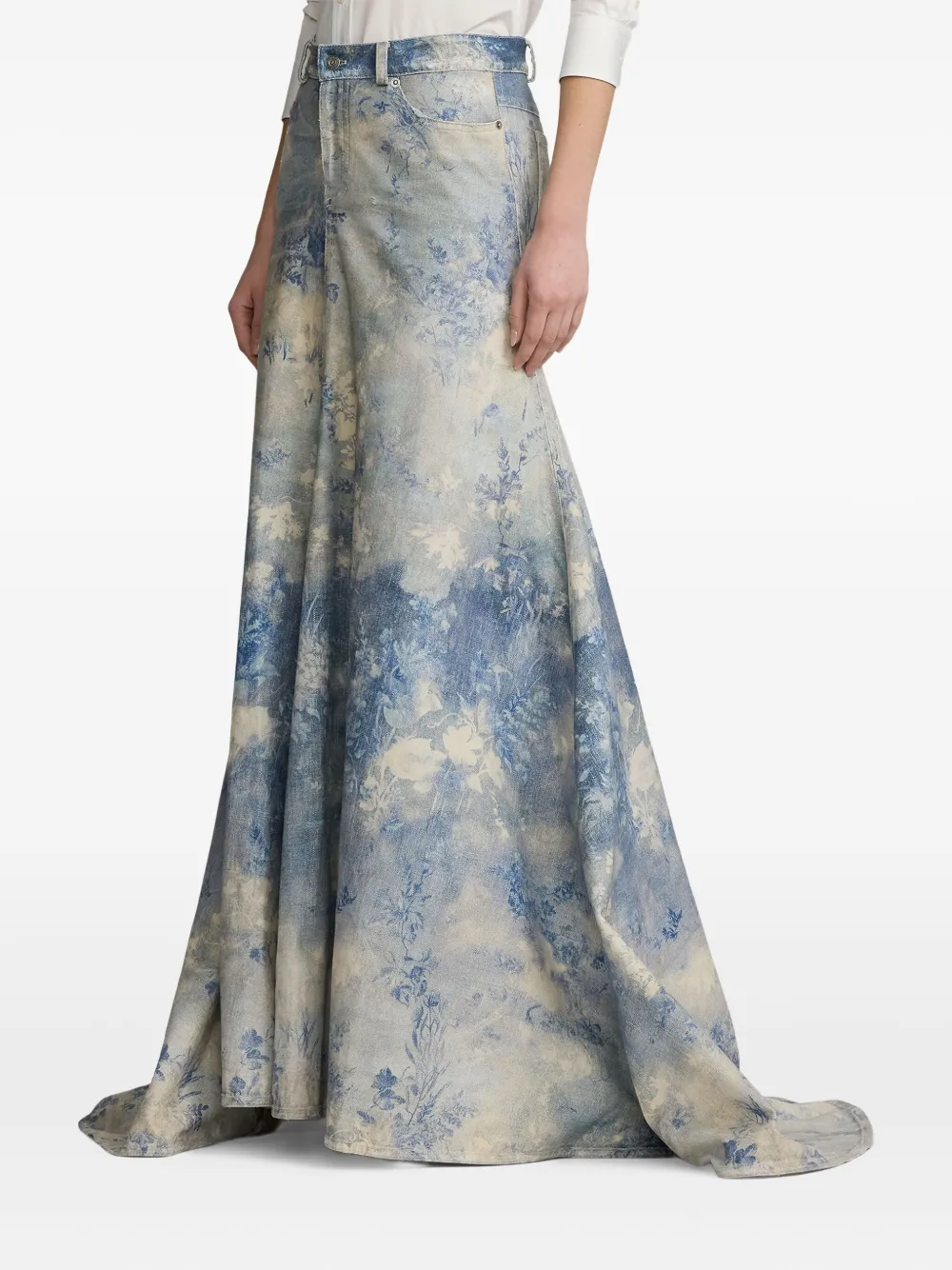 Ralph Lauren Floral-pattern Maxi Skirt In Blue