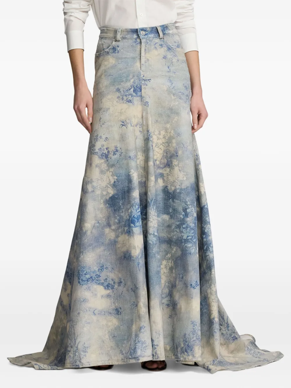 Ralph Lauren Floral-pattern Maxi Skirt In Blue