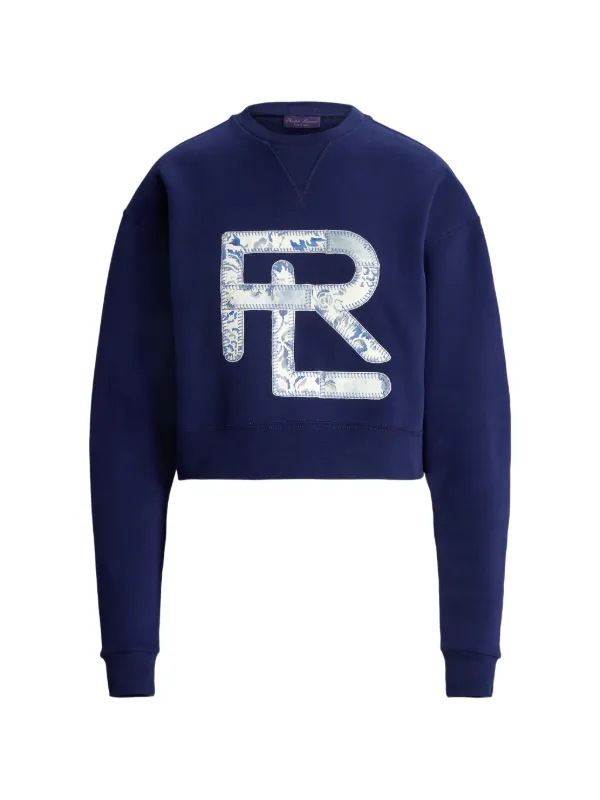 Ralph Lauren Collection Floral Graphic Cropped Sweater in Blue