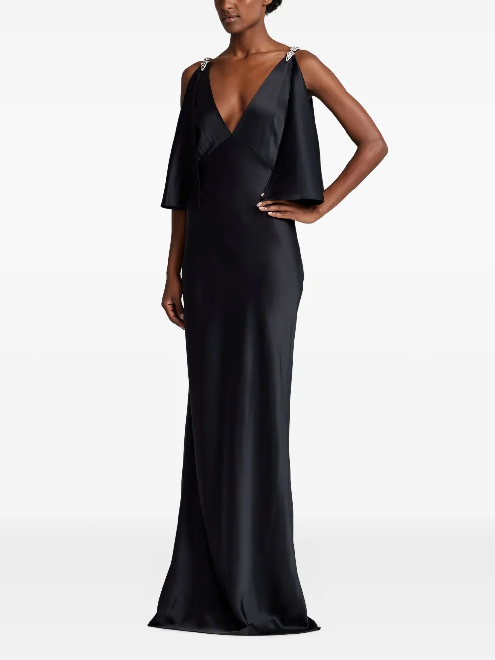Ralph Lauren V-neck Maxi Dress In Black