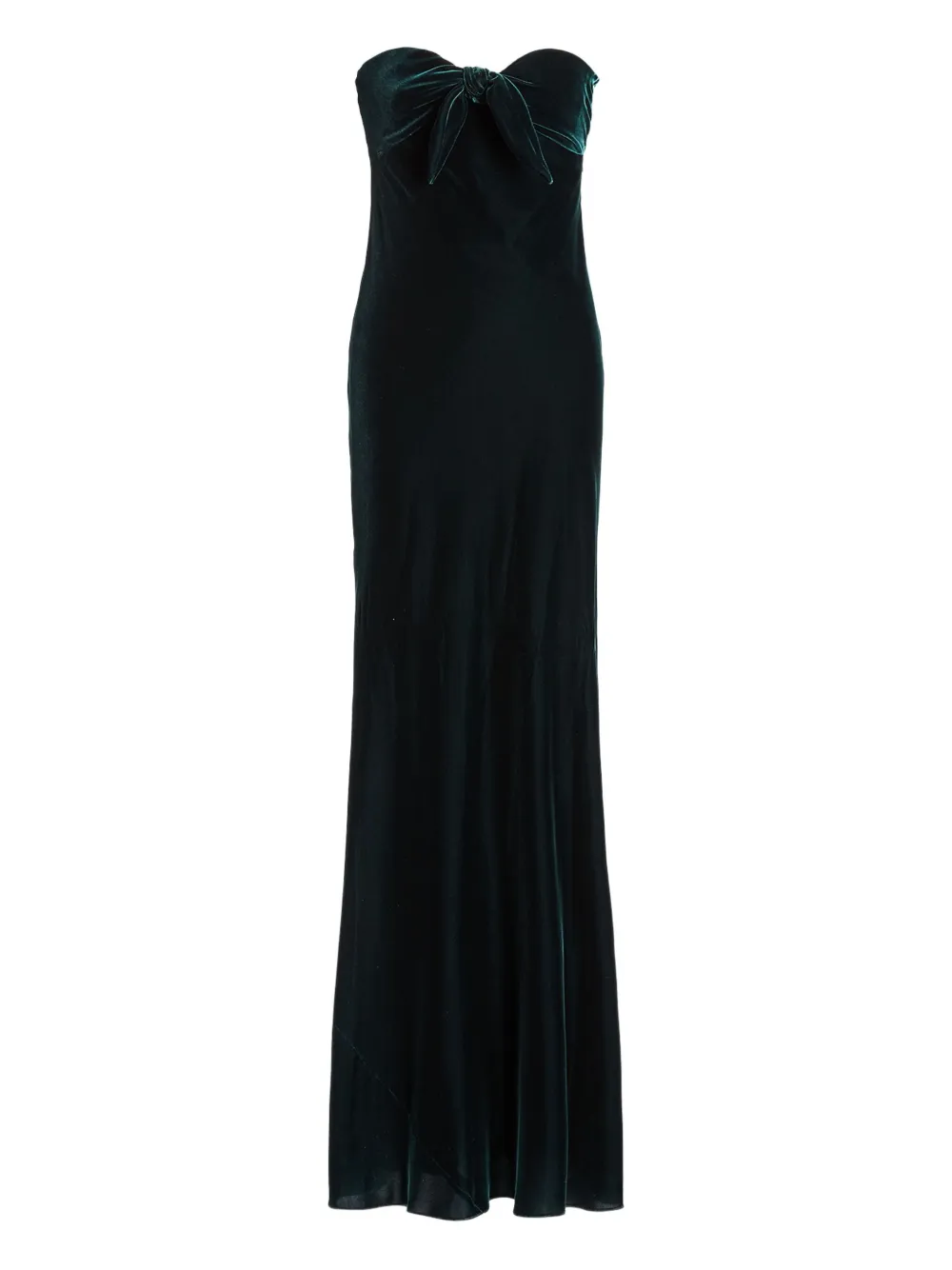 Ralph Lauren Bow-detail Strapless Maxi Dress In Green
