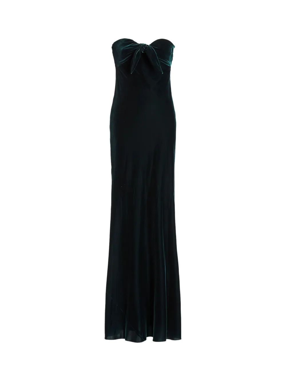 Ralph Lauren Bow-detail Strapless Maxi Dress In Green