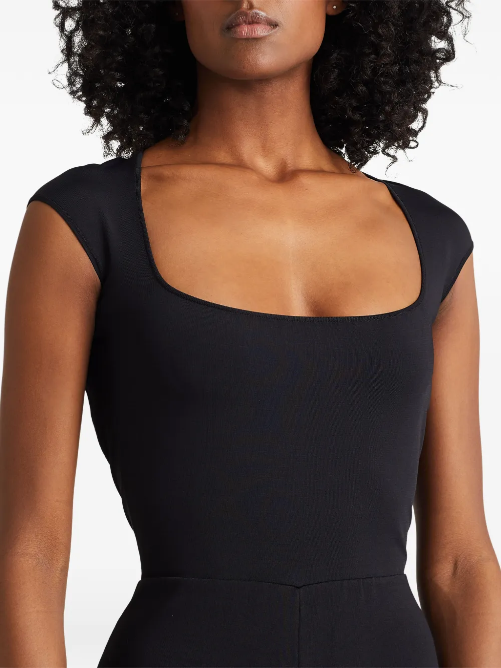 Ralph Lauren Collection Jumpsuit met vierkante hals en open rug Zwart
