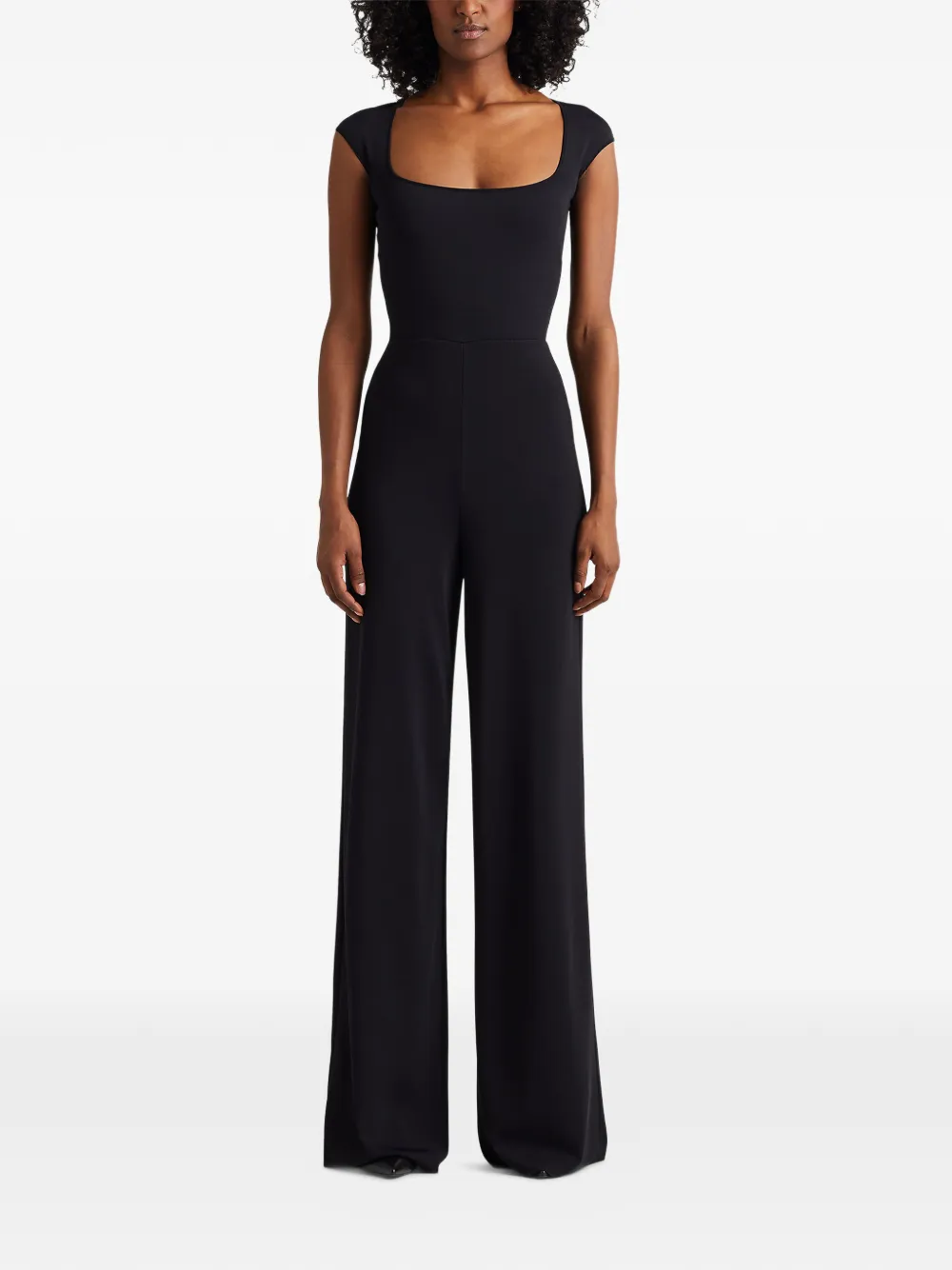 Ralph Lauren Collection Jumpsuit met vierkante hals en open rug Zwart