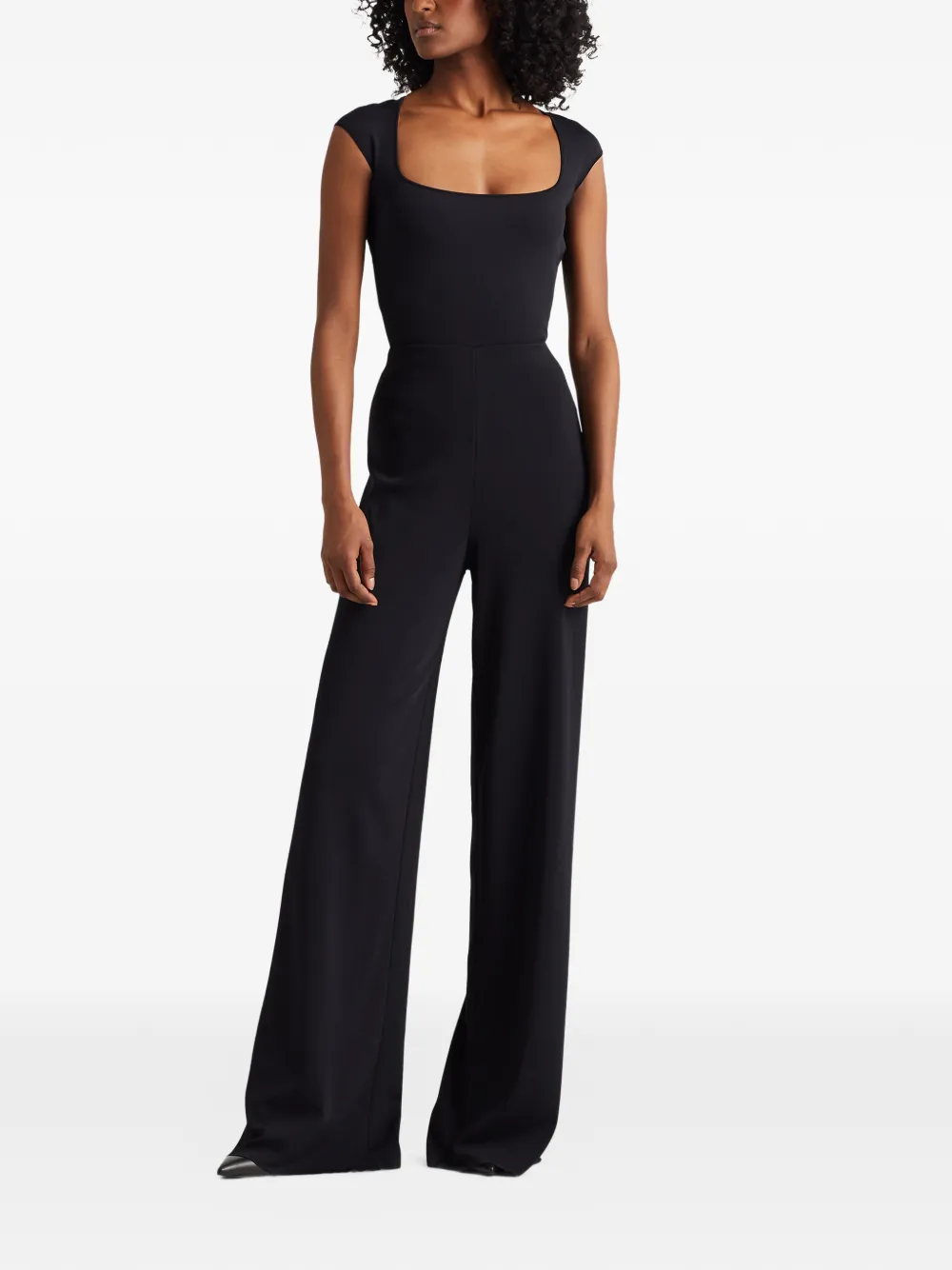 Ralph Lauren Collection Jumpsuit met vierkante hals en open rug Zwart