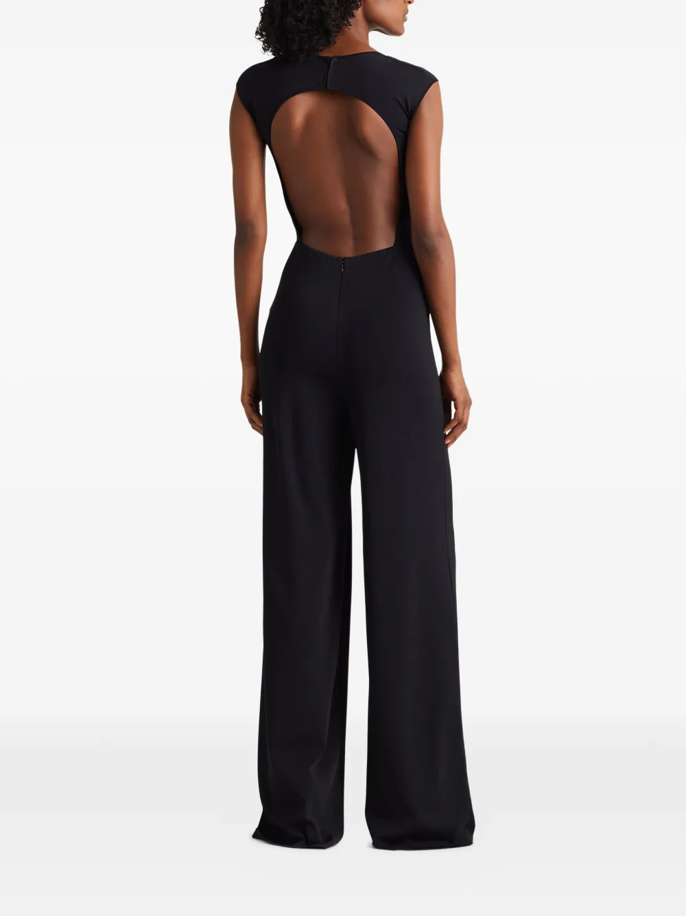 Ralph Lauren Collection Jumpsuit met vierkante hals en open rug Zwart