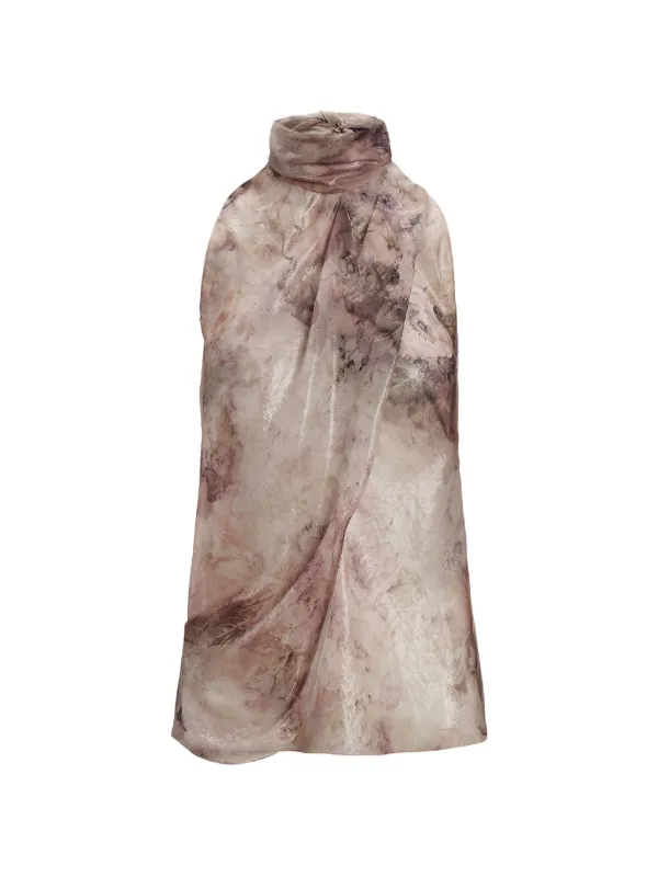 Ralph Lauren Collection Floral High-neck Blouse in Neutrals