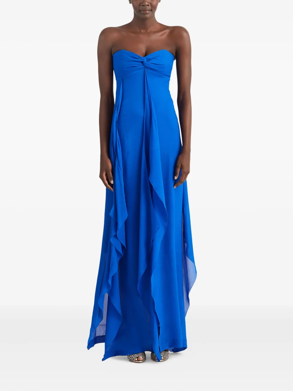 Ralph Lauren Ruffled-detail Maxi Dress In Blue