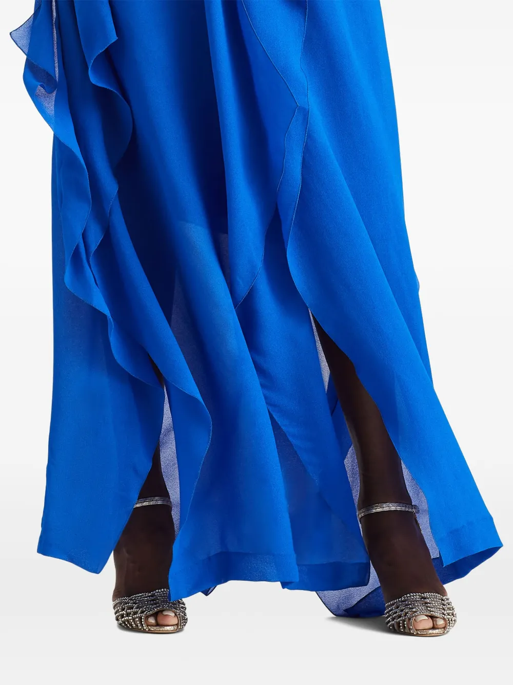 Ralph Lauren Collection Maxi-jurk met ruches Blauw