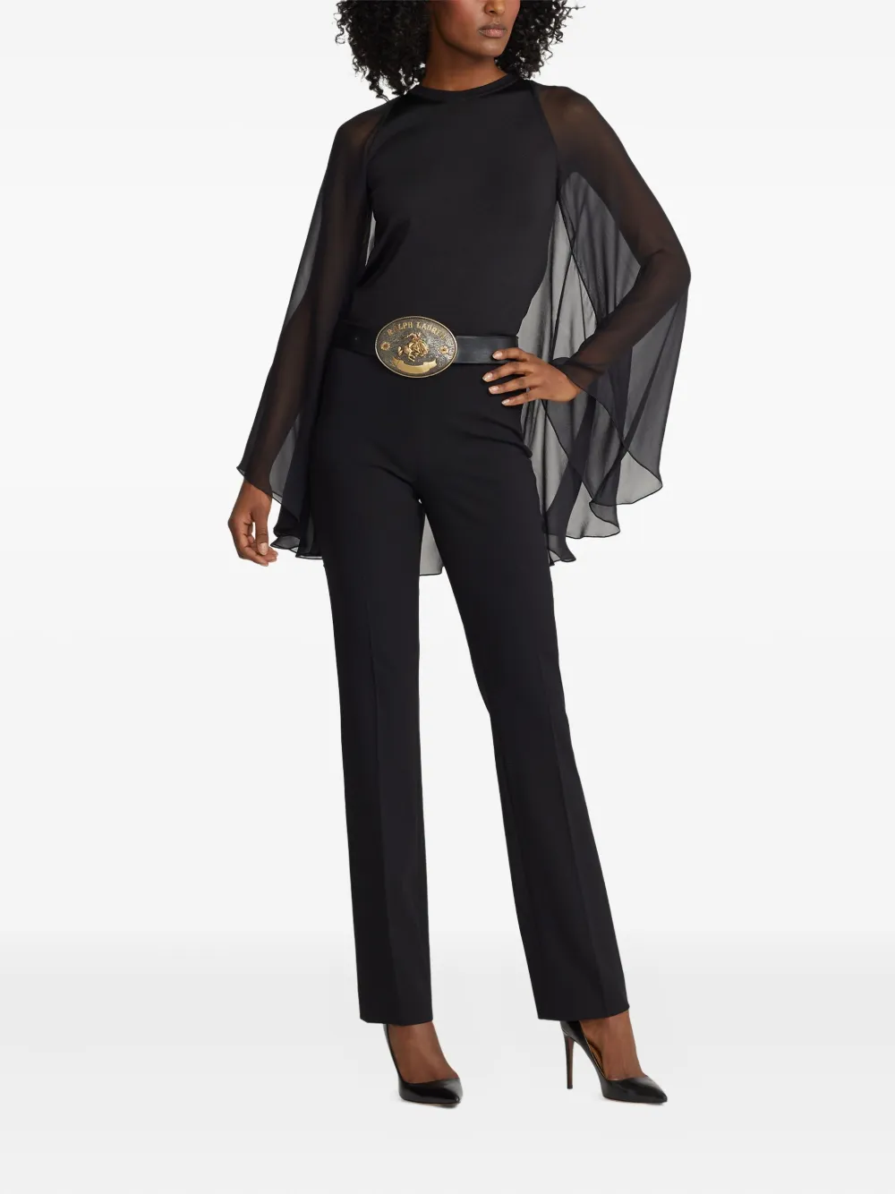 Ralph Lauren Collection Top met ronde hals Zwart