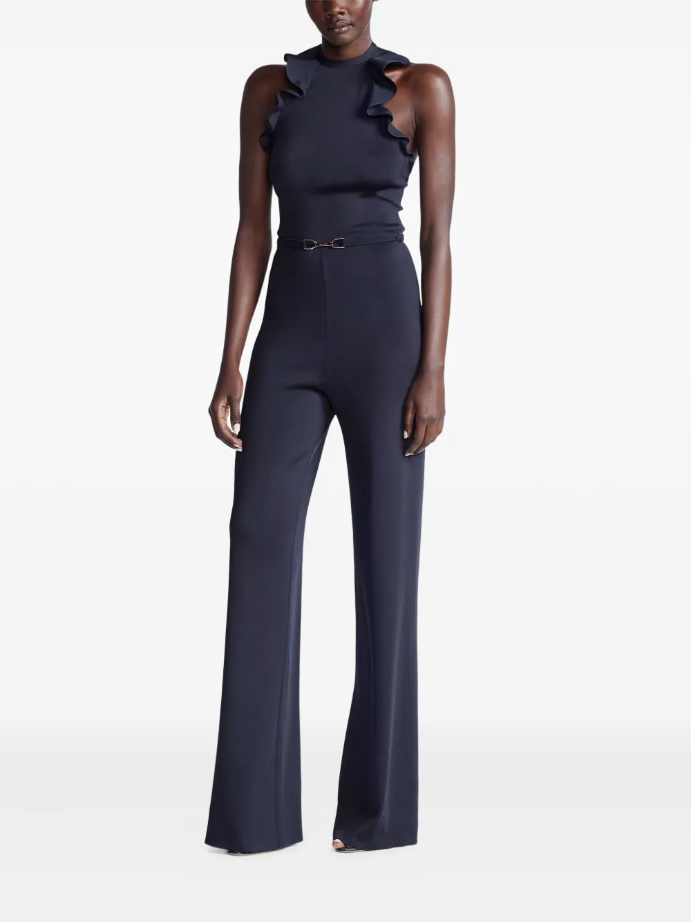 Ralph Lauren Collection ruffled belted jumpsuit - Blauw