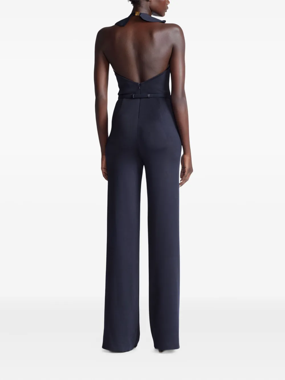 Ralph Lauren Collection Jumpsuit met ruches en ceintuur Blauw