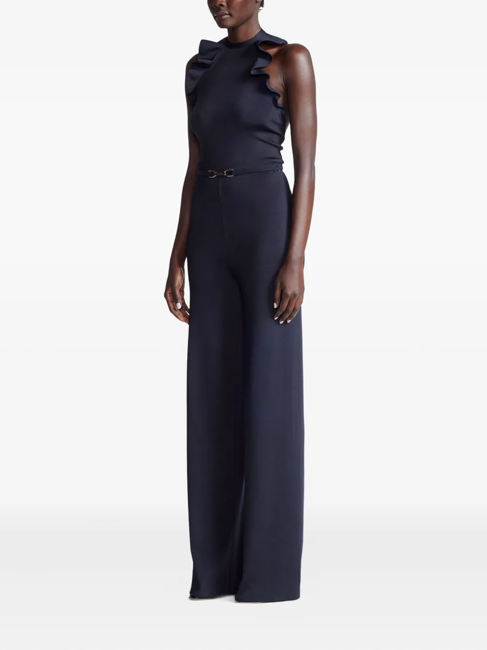 Ralph Lauren Collection Jumpsuit met ruches en ceintuur Blauw