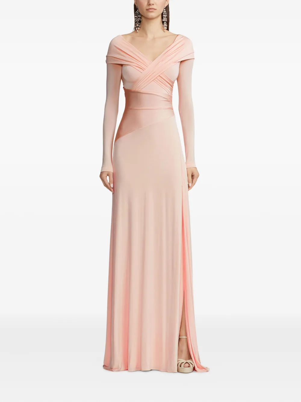 Ralph Lauren Long-sleeve Maxi Dress In Pink