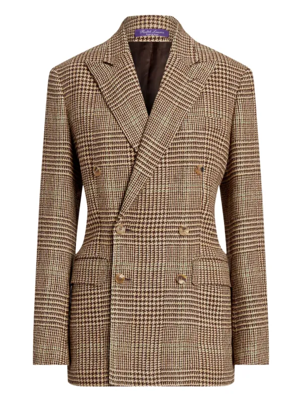 Ralph Lauren Collection Double-breasted Checked Blazer in Brown