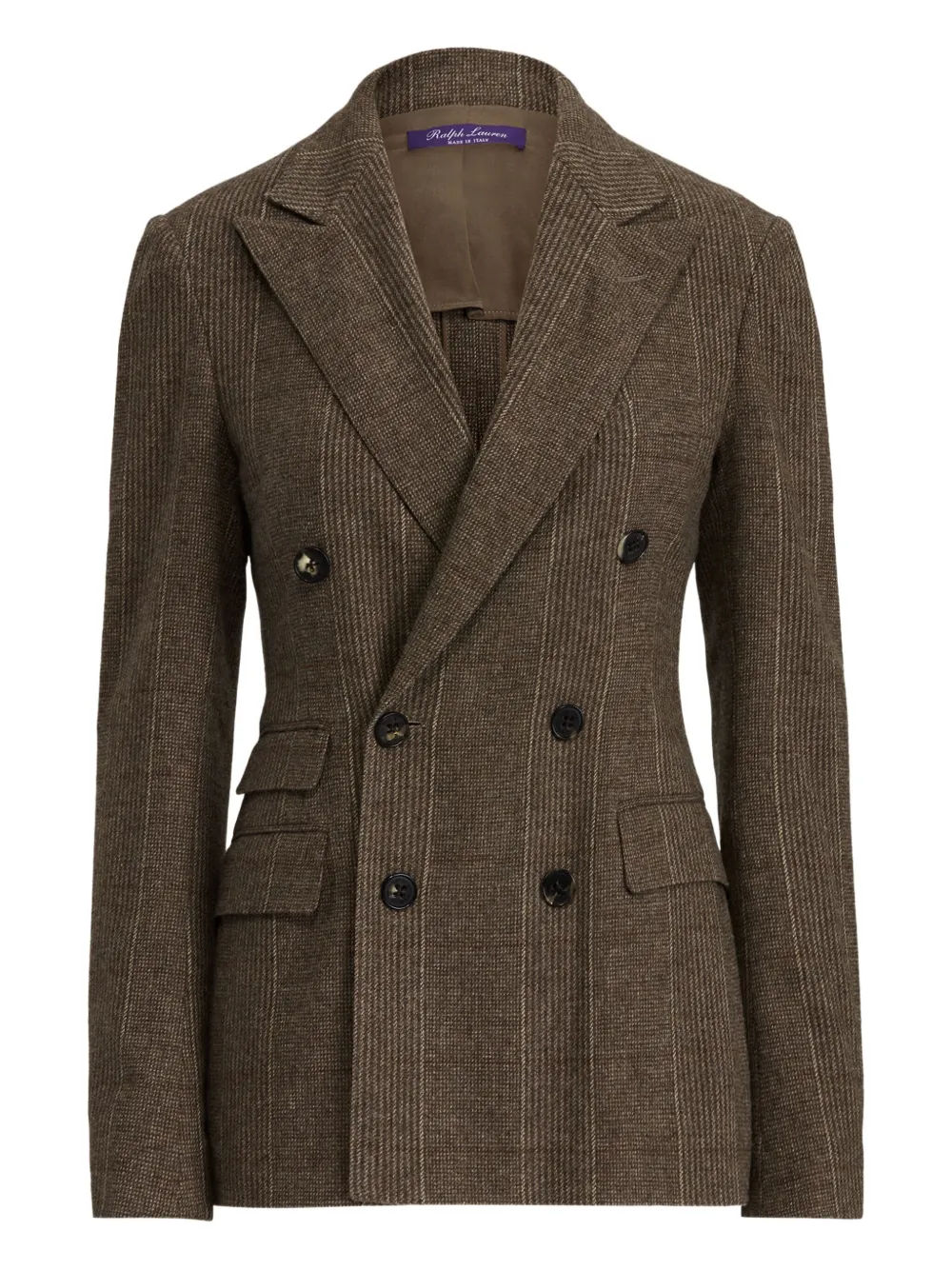 Ralph Lauren Double-breasted Pinstripe-pattern Blazer In Brown