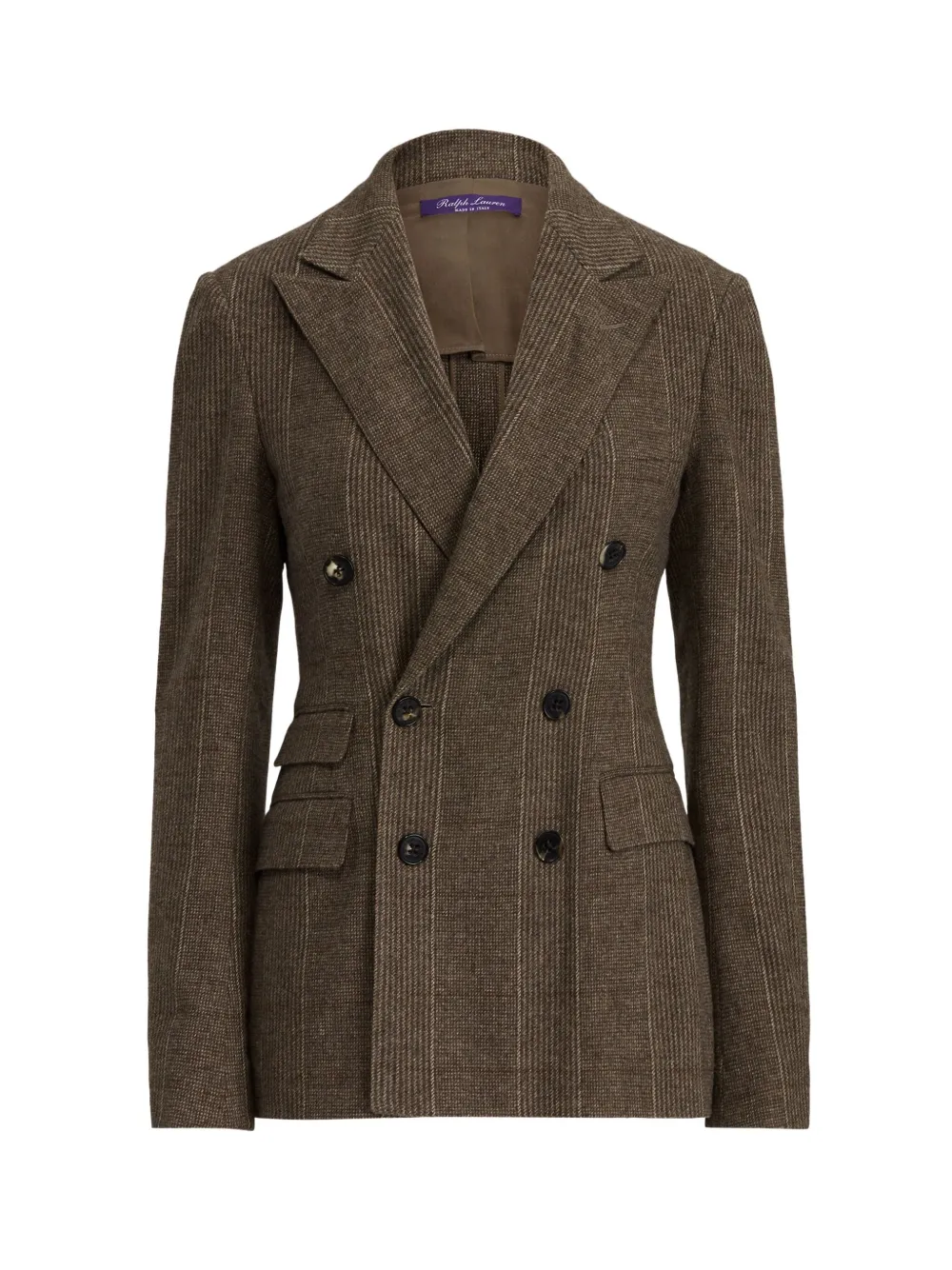 Ralph Lauren Double-breasted Pinstripe-pattern Blazer In Brown