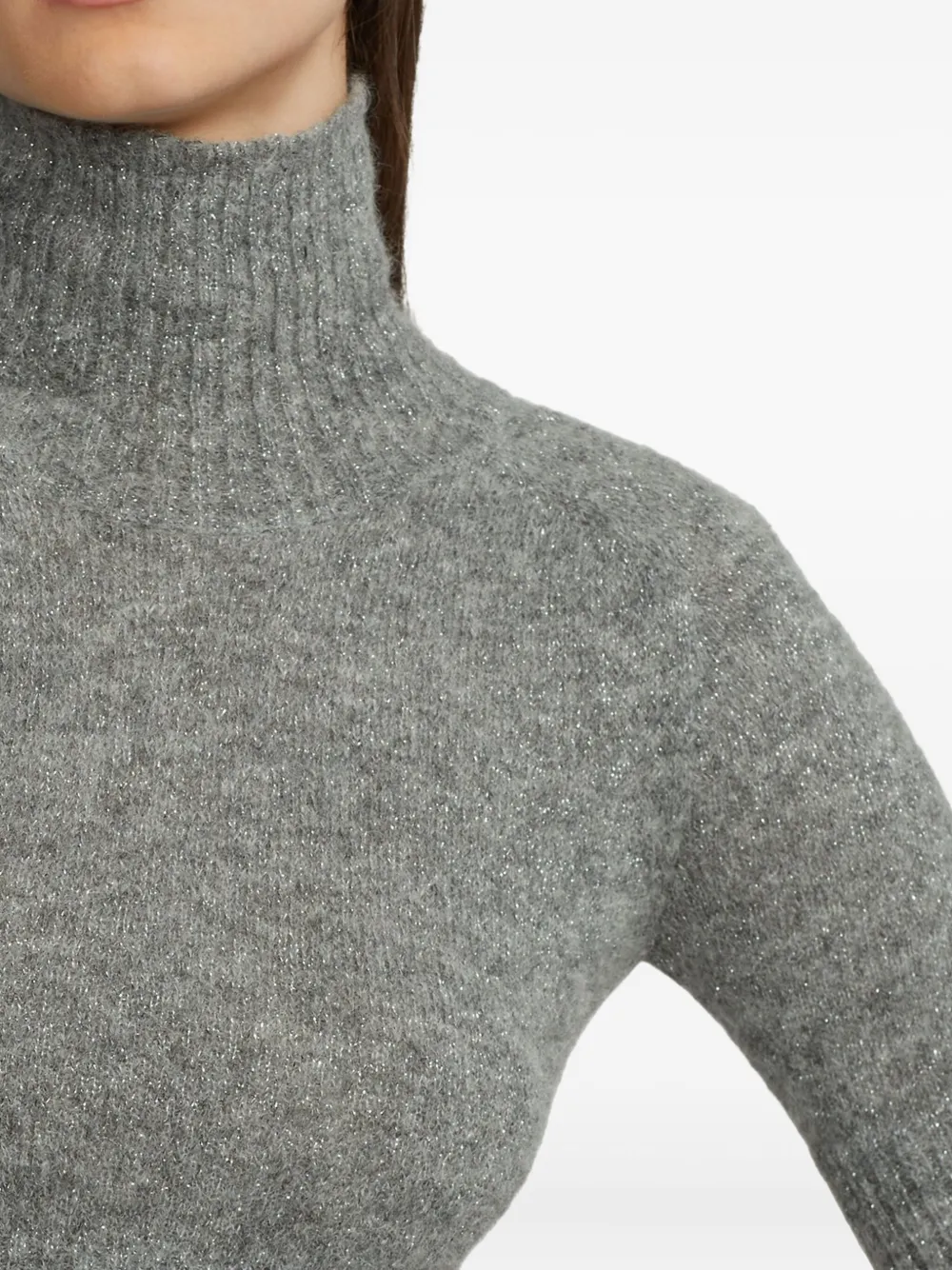 Ralph Lauren Turtle-neck Short-sleeve Top In Gray