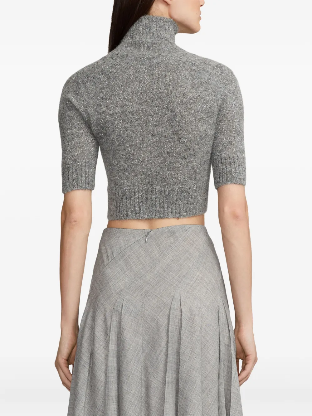 Ralph Lauren Turtle-neck Short-sleeve Top In Gray