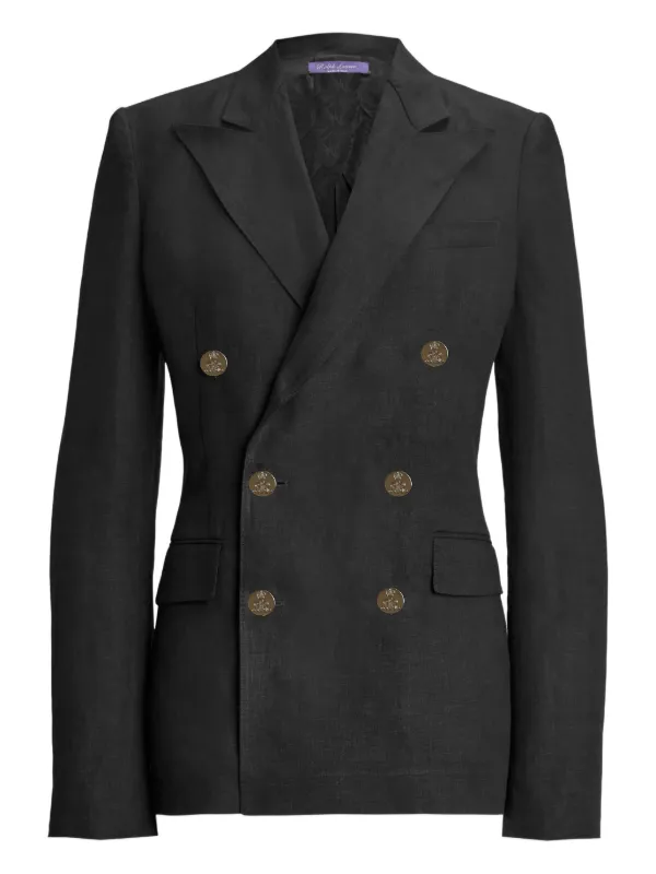 Ralph Lauren Collection Double-breasted Linen Blazer in Black