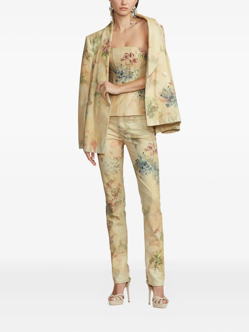 Ralph Lauren Collection floral-pattern strapless top - Beige