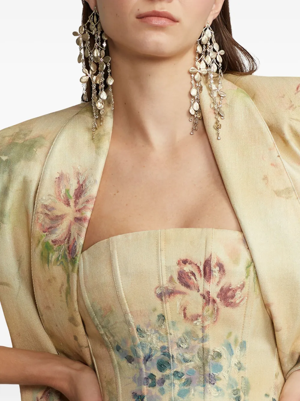 Ralph Lauren Collection Strapless top met bloemenprint Beige