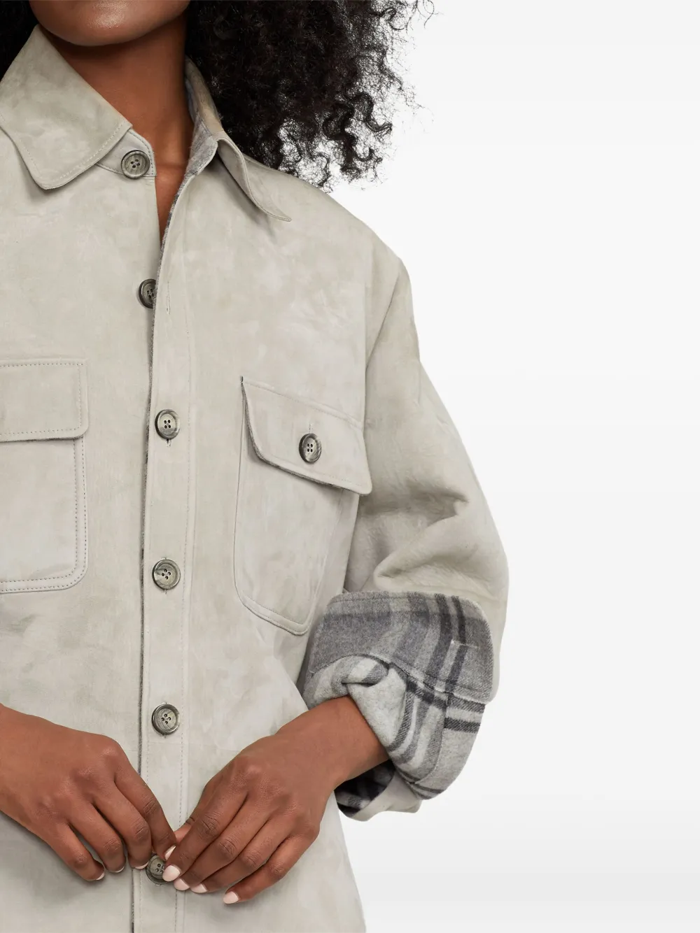 Ralph Lauren Chest-pockets Suede Jacket In Neutral