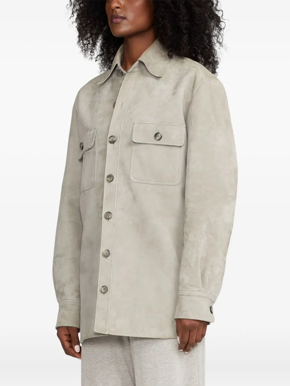 Ralph Lauren Chest-pockets Suede Jacket In Neutral