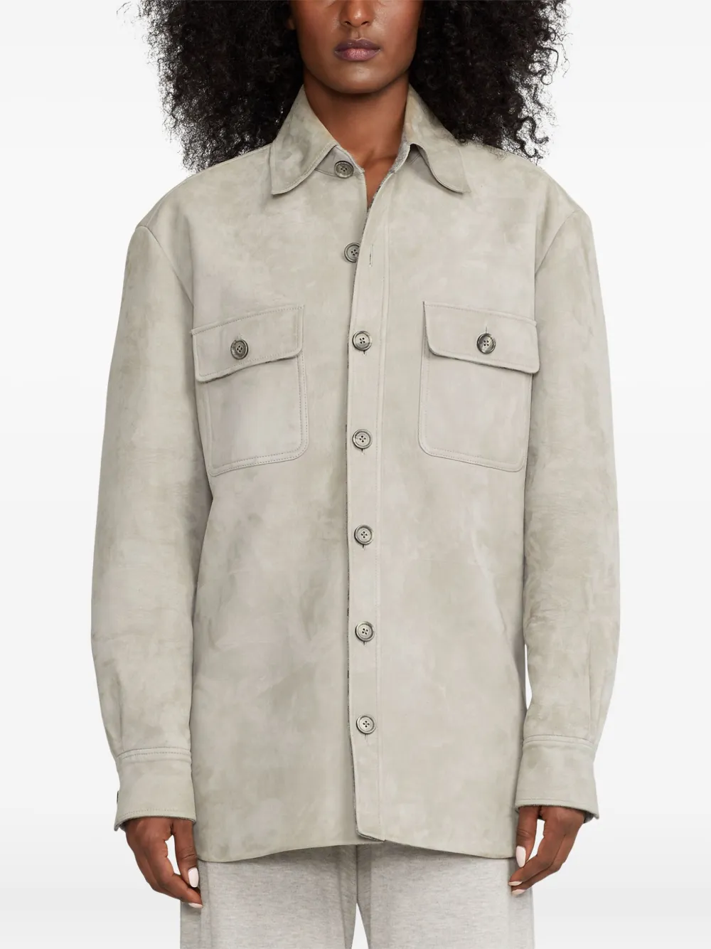 Ralph Lauren Chest-pockets Suede Jacket In Neutral