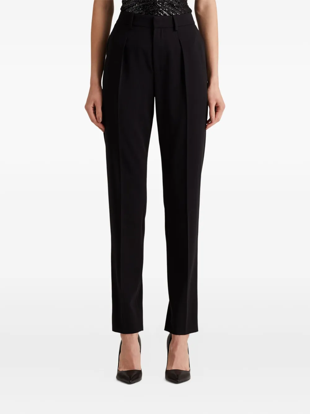 Ralph Lauren Pleated Wool Trousers In Black