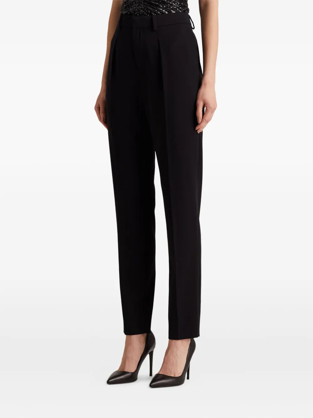 Ralph Lauren Pleated Wool Trousers In Black