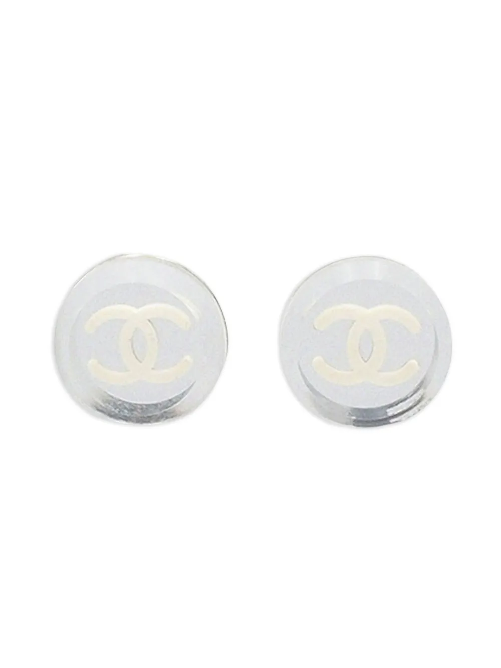 CHANEL Pre-Owned aretes CC Round Push Back bañados en resina y plata 2005 | plateado | Image 1