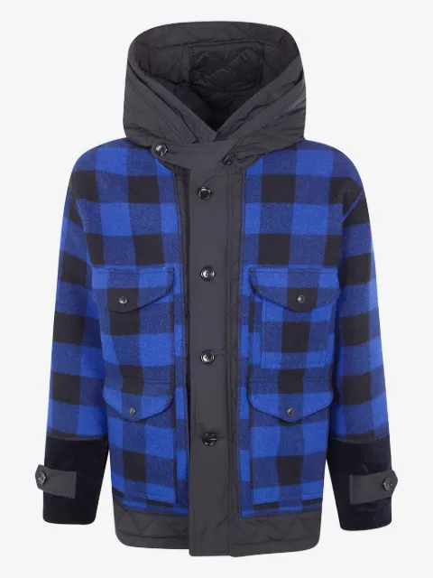 Junya Watanabe MAN chamarra con motivo de cuadros y capucha