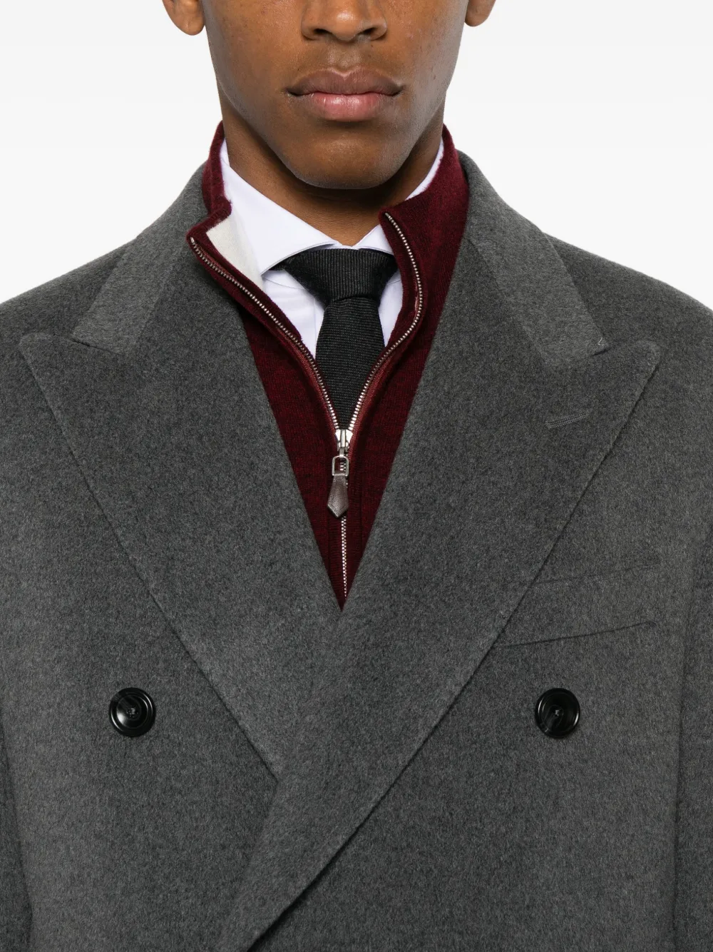 Tagliatore Double-breasted Pocket Coat In Gray