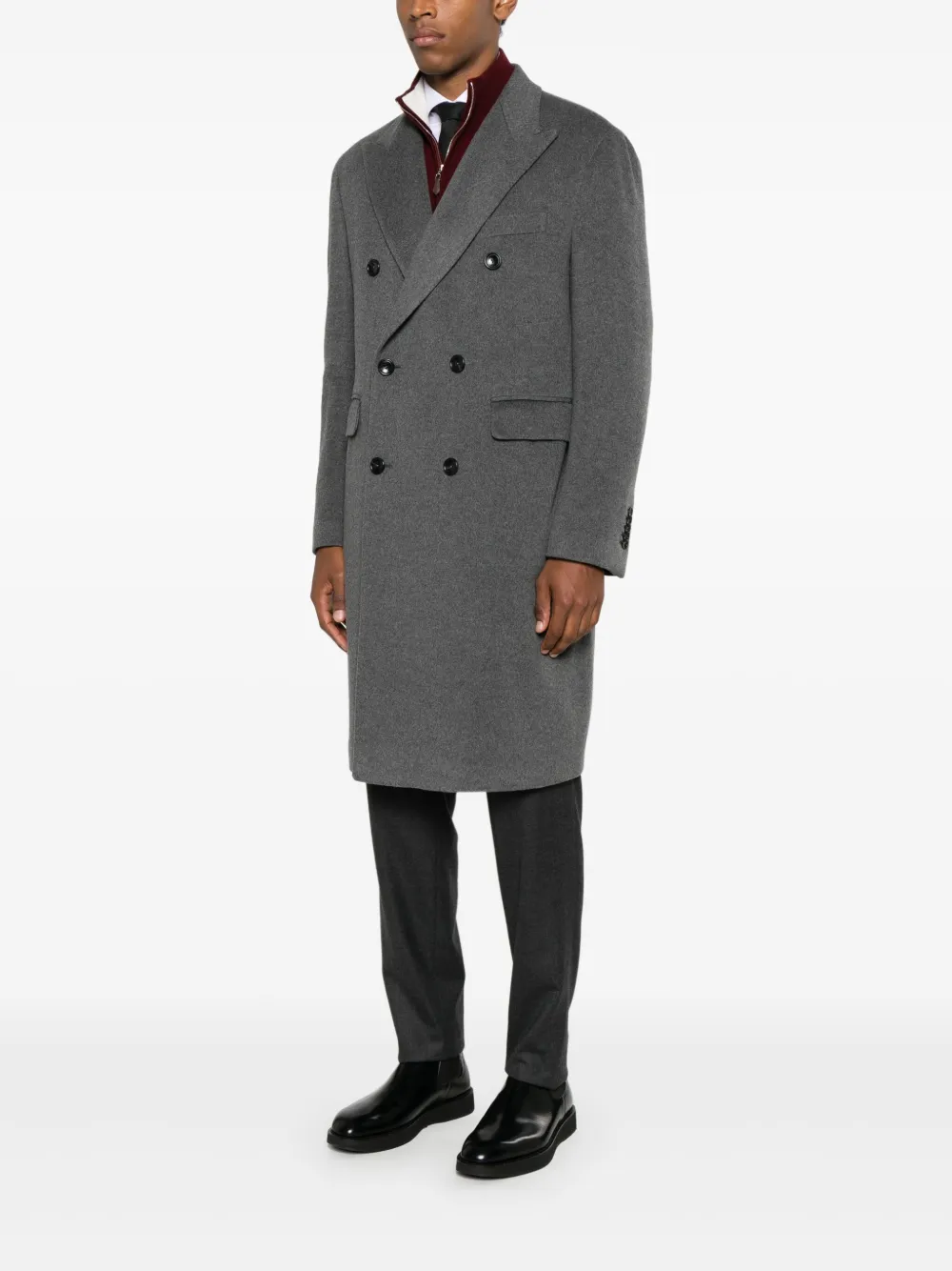 Tagliatore Double-breasted Pocket Coat In Gray