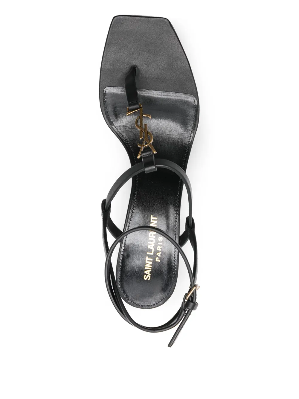 Pre-owned Saint Laurent Cassandra 65mm Leather Sandals In Black