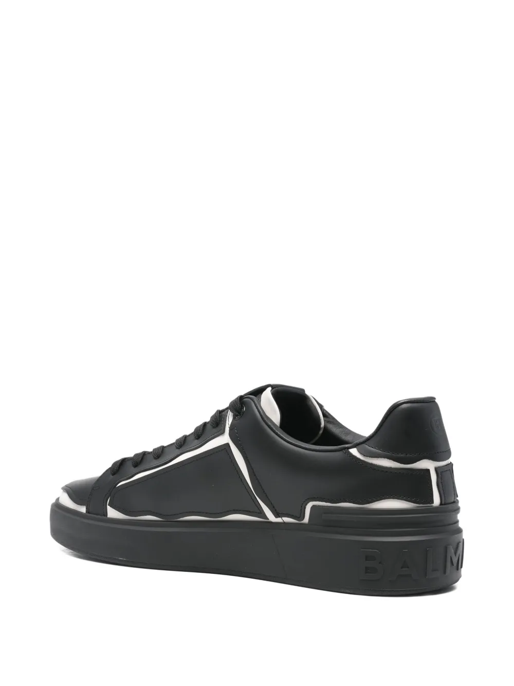 BALMAIN Pre-owned Monogram-embossed B-court Sneakers In Black