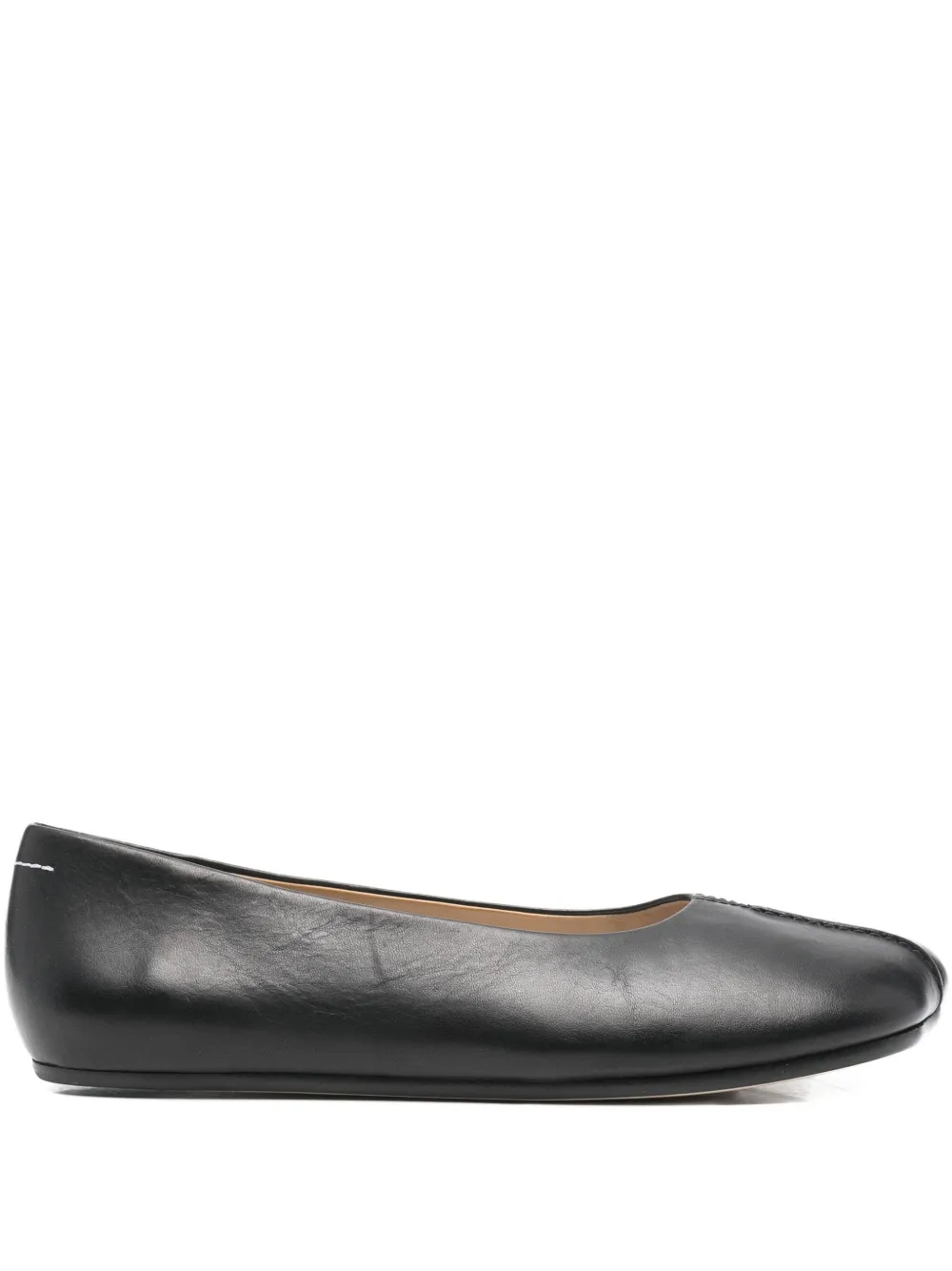 MAISON MARGIELA Pre-owned Stitch-out Leather Ballet Flats In Black