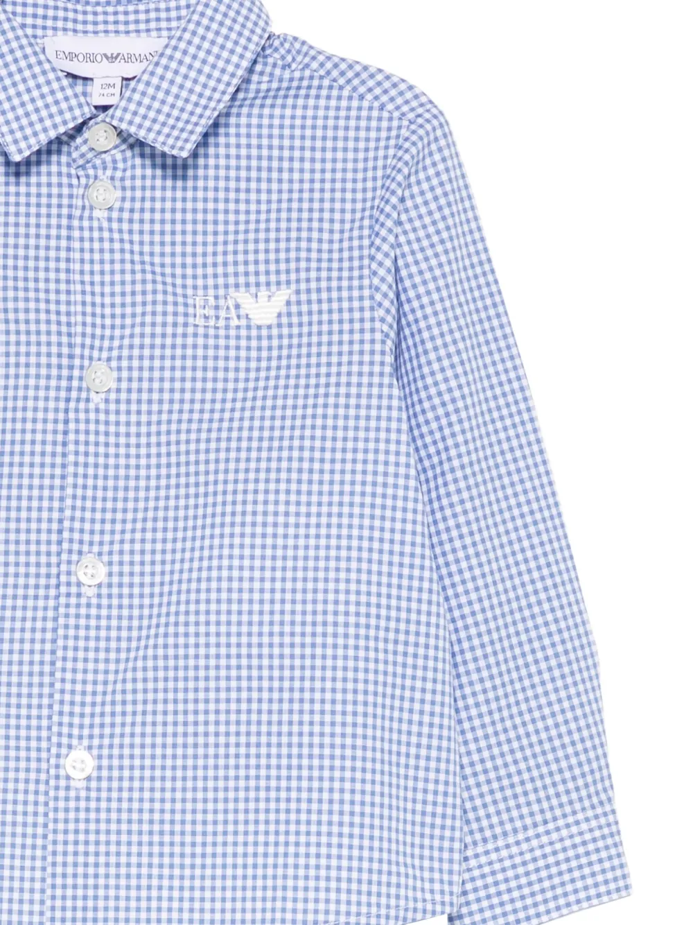 Emporio Armani Kids Shirt met gingham-ruit en logo Wit