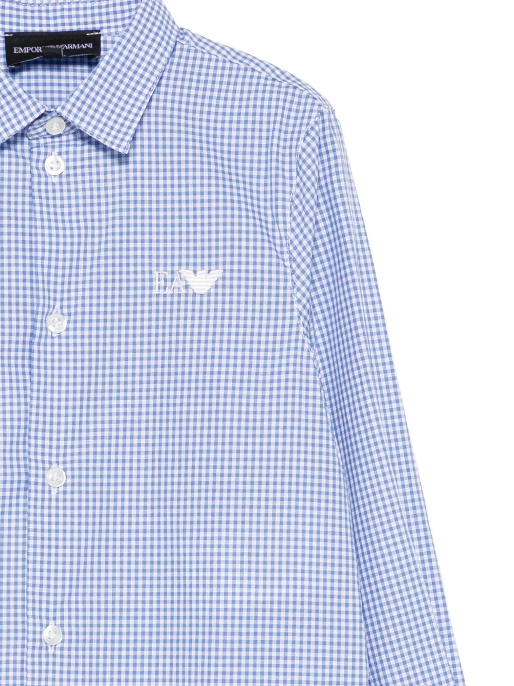 Emporio Armani Kids Shirt met gingham-ruit en logo Wit