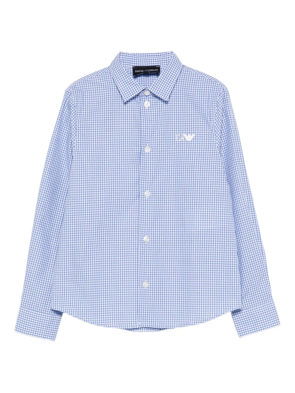 Emporio Armani Kids gingham logo shirt - Bianco