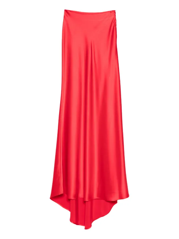 Kiton Asymmetric Maxi Skirt in Red