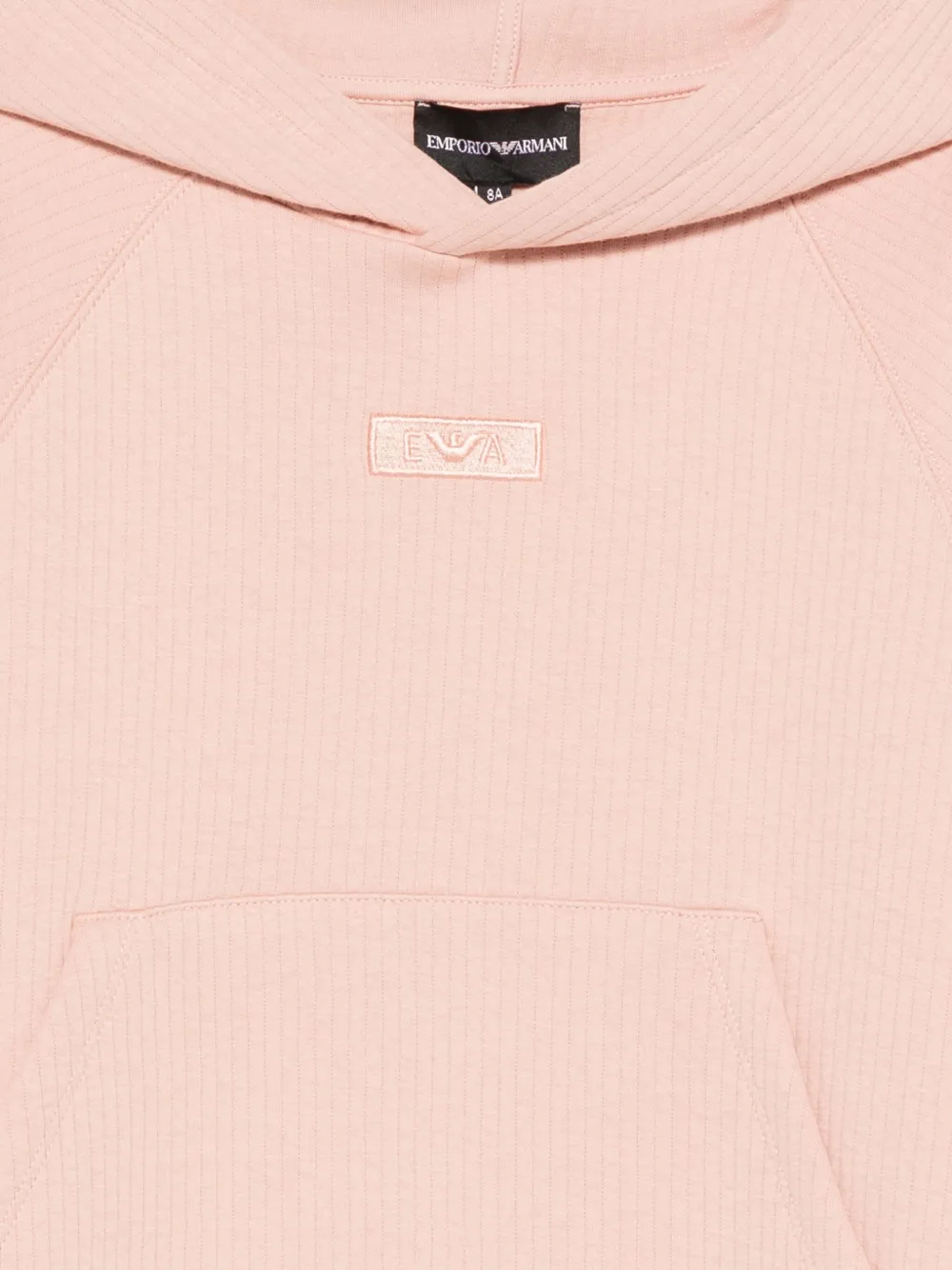 Emporio Armani Ribbed Hoodie In Pink