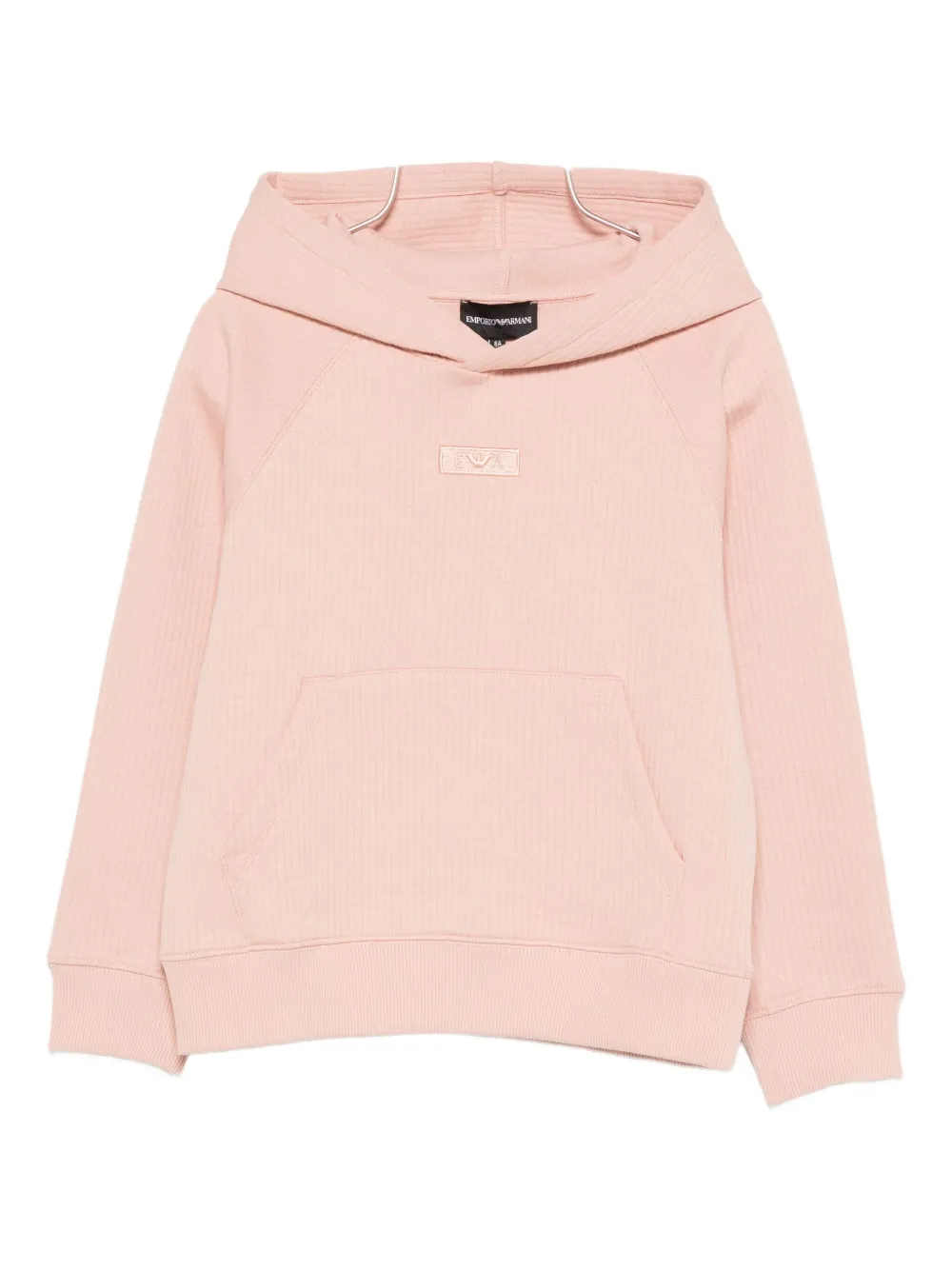 Emporio Armani Ribbed Hoodie In Pink