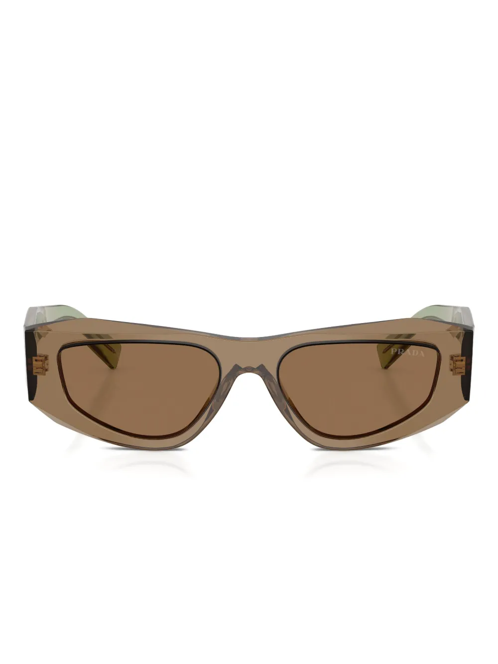 Prada Symbole Rectangular-frame Sunglasses In Brown