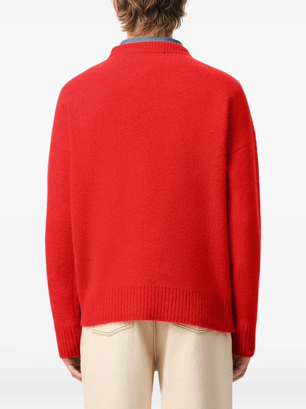 Ami Alexandre Mattiussi Red Alpaca Ami De Coeur Crewneck Sweater Red In Red