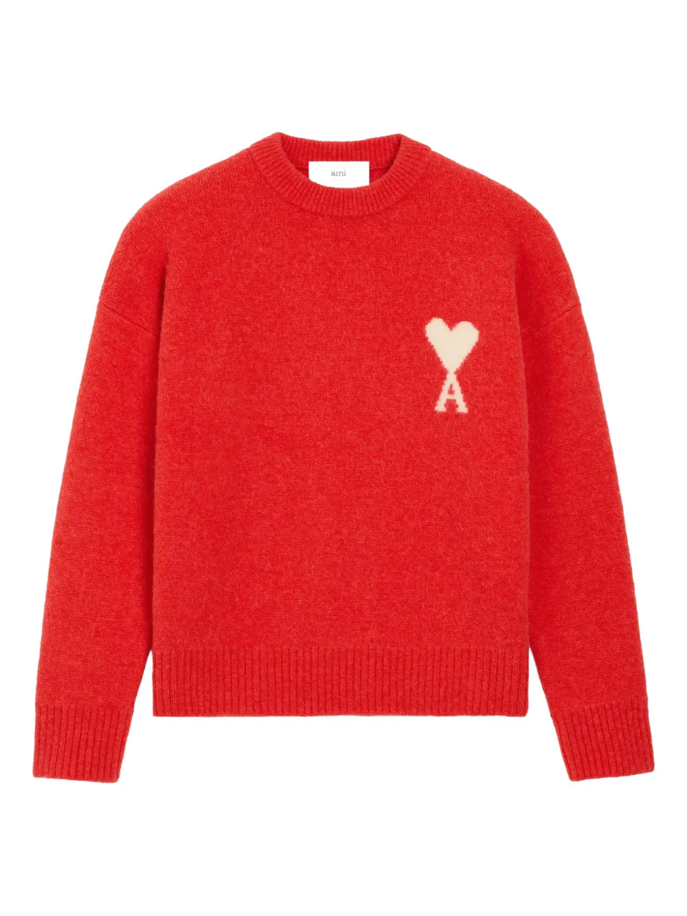 Ami Alexandre Mattiussi Red Alpaca Ami De Coeur Crewneck Sweater Red In Red