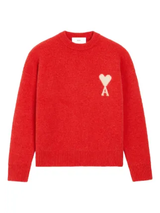 AMI Paris Holiday Capsule Intarsia Sweater | Red | FARFETCH