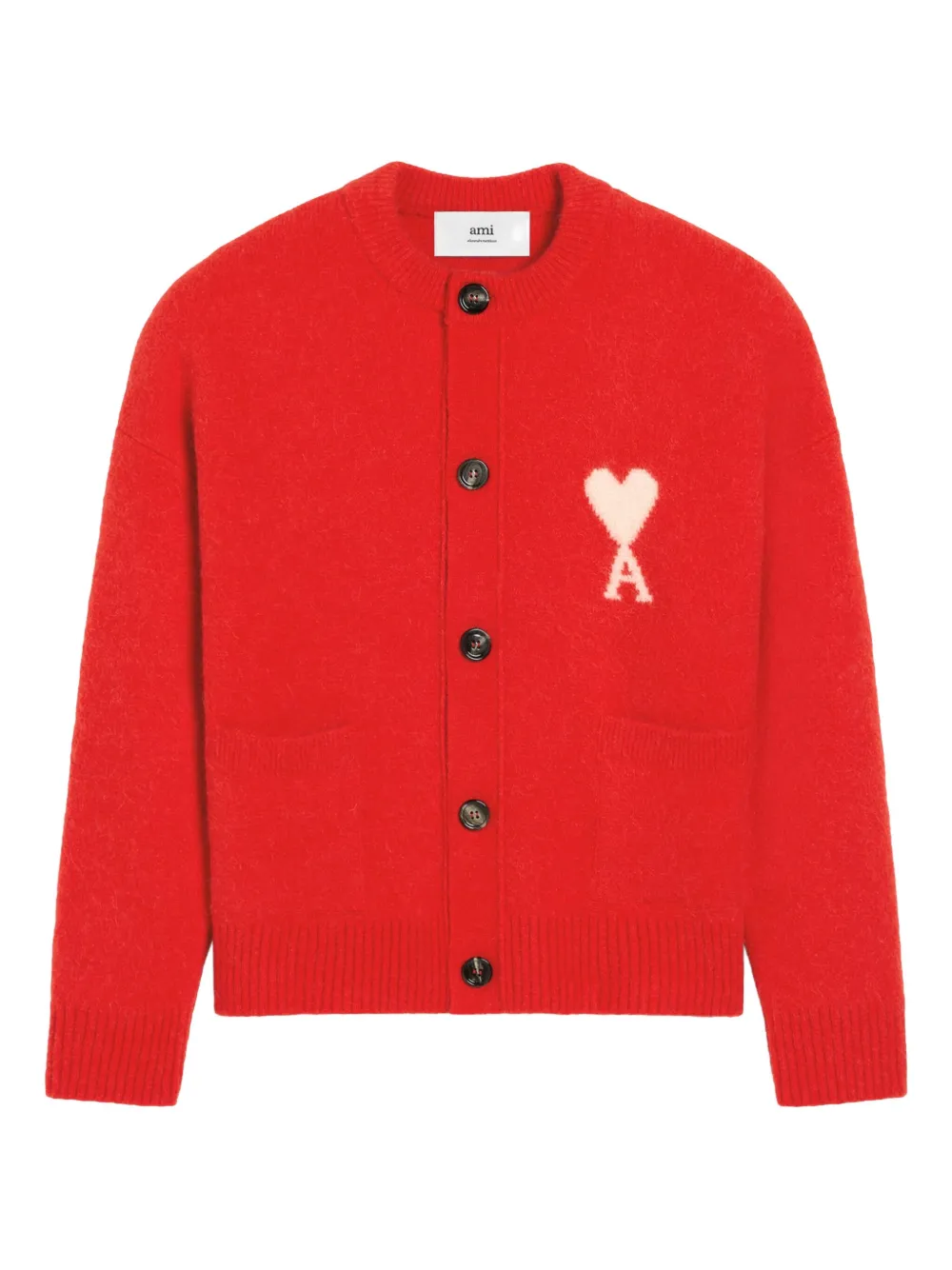 Ami Alexandre Mattiussi Red Alpaca Ami De Coeur Cardigan Red In Red